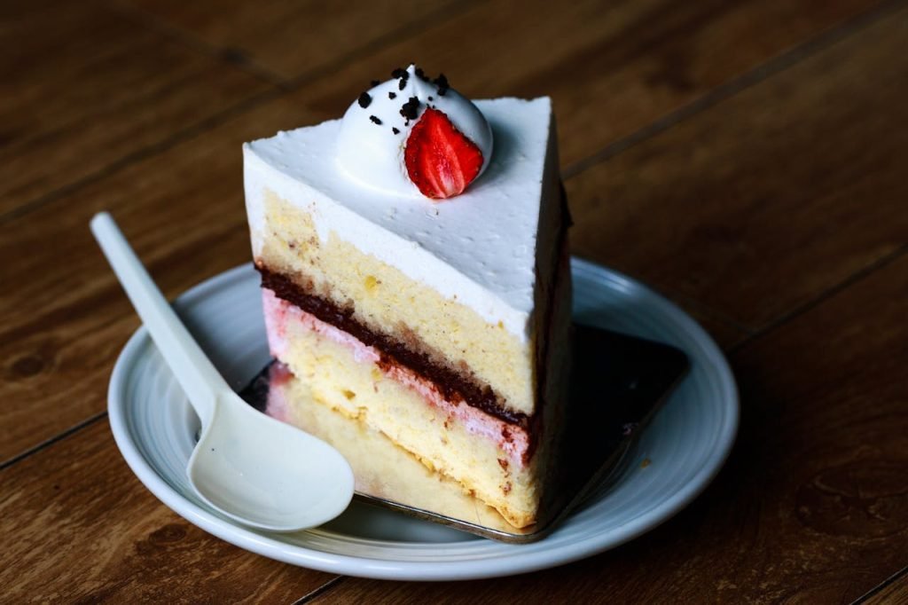 Sliced Cake on White Saucer